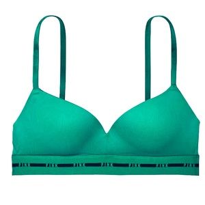 New VS Pink Wear Everywhere Lightly Lined Wireless Bra, 34D, Garnet Green, NWOT